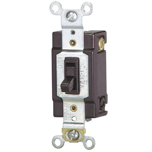 Wall Toggle Switch- 4 Way- 120/277 VAC- 15 Amp- Brown