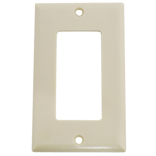 Wall Plate- Deco- 1 Gang- Ivory- Plastic- With Screws