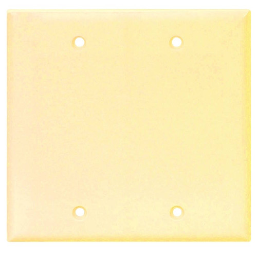 Wall Plate- Blank- 2 Gang- Ivory- With Screws