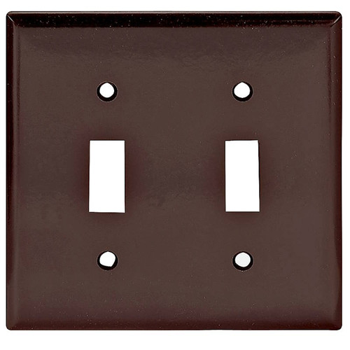 Wall Plate- Switch- 2 Gang- Brown- Plastic- With Screws