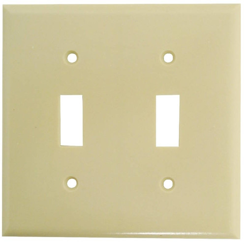 Wall Plate- Switch- 2 Gang- Ivory- Plastic- With Screws