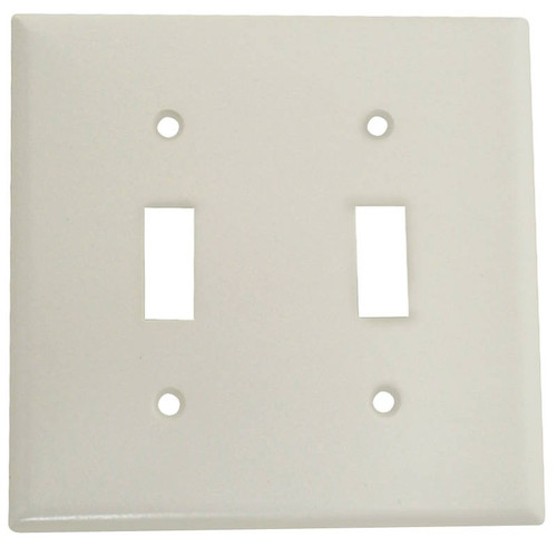 Wall Plate- Switch- 2 Gang- White- Plastic- With Screws