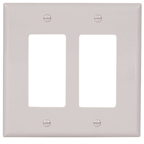 Wall Plate- Deco- 2 Gang- White- With Screws