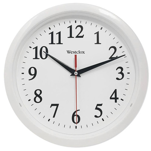 Wall Clock- 10" White Frame- Battery Powered