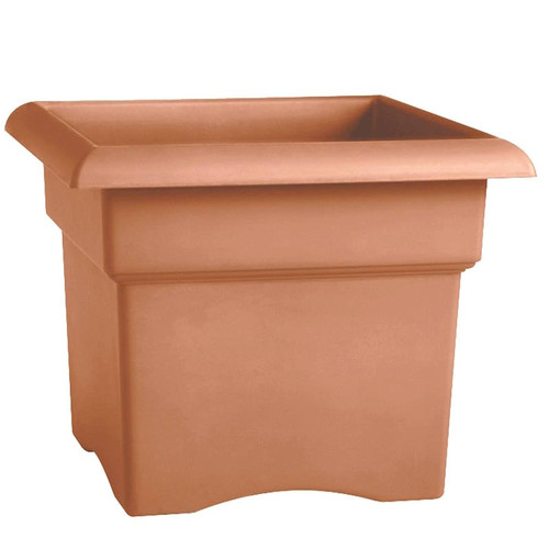 Deck Planter 18" Square- Plastic Terra Cotta Color