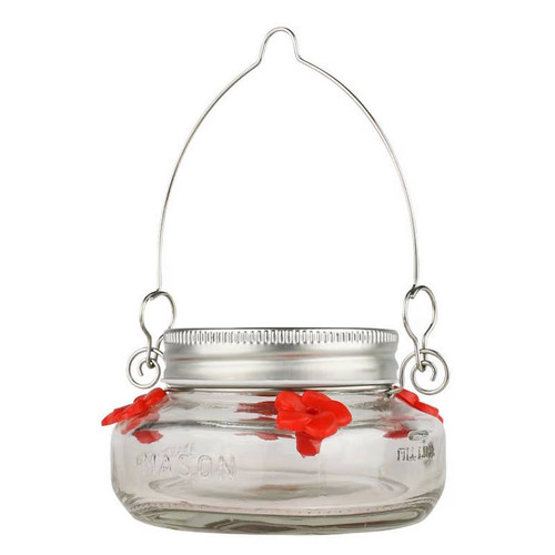 Hummingbird Feeder- Mason Jar-  6 Oz- Glass