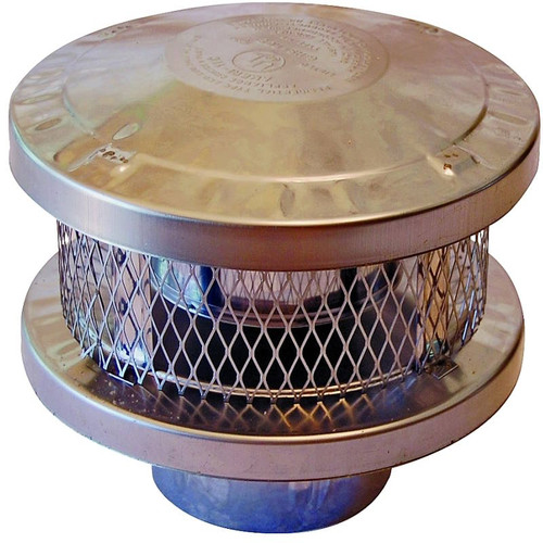 Chimney Topper- 6" Round- With Spark Arrester- Stainless Steel