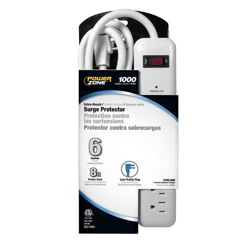 Electrical Outlet Strip/Surge Protector- 6 Grounded Outlets- 6' Cord & Switch