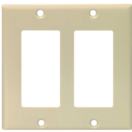 Wall Plate- Deco- 2 Gang- Ivory- Plastic