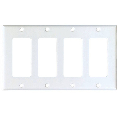Wall Plate- Deco- 4 Gang- White- Plastic