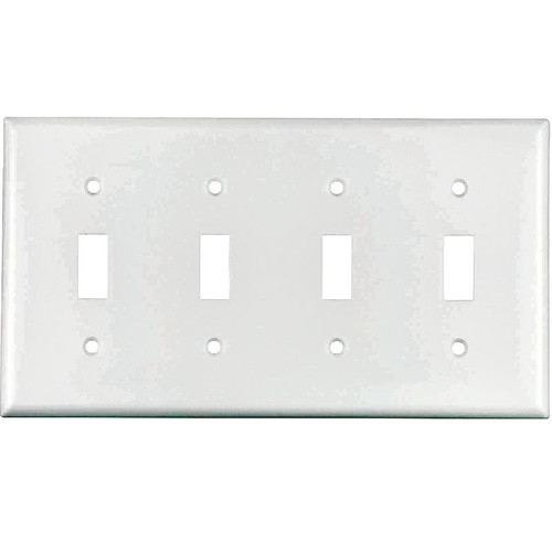 Wall Plate- Toggle- 4 Gang- White- Plastic