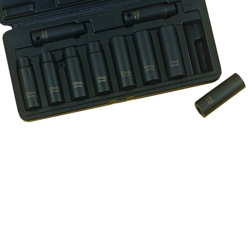 Impact Socket Wrench Set- Deep- Metric- 1/2" Drive-10 Pieces- 9MM To 19MM- 6 Point