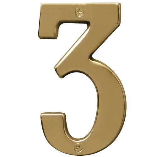 House Number- Solid Brass- 5" High- "3"- Polished Finish