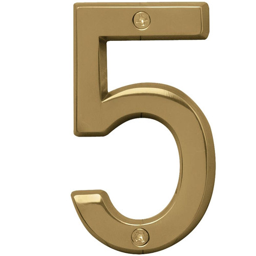 House Number- Solid Brass- 4" High- "5"- Polished Finish