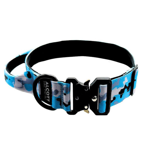 Dog Collar- Large- Adjusts 20" To 26" - Camo Blue- Alcott Tactical