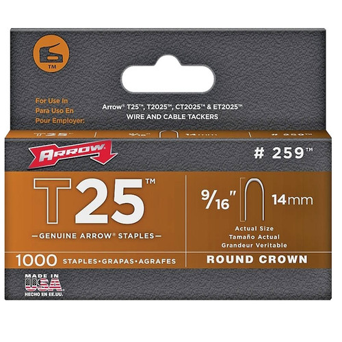 Arrrow T25 9/16" Wire Staple 1-000 pack