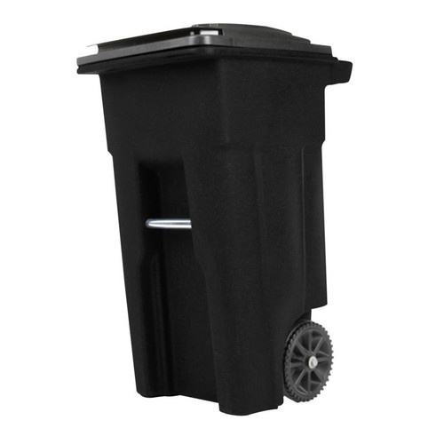 Trash Can- 32 Gallon- With Wheels & Lid- Black- Plastic