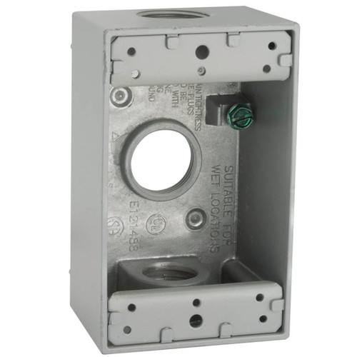 Outdoor Weatherproof Outlet Box 1 Gang Gray 3/4" FPT
