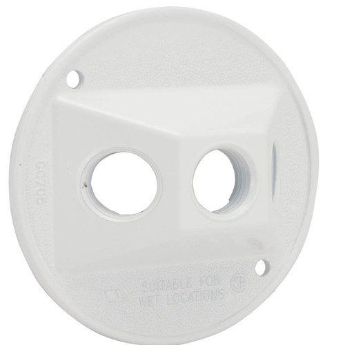 Outdoor Round Cover Plate- 3 Hole Cluster- White