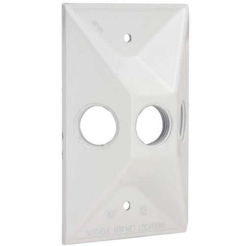 Outdoor Cover Plate- 1 Gang- 3 Hole Cluster- White