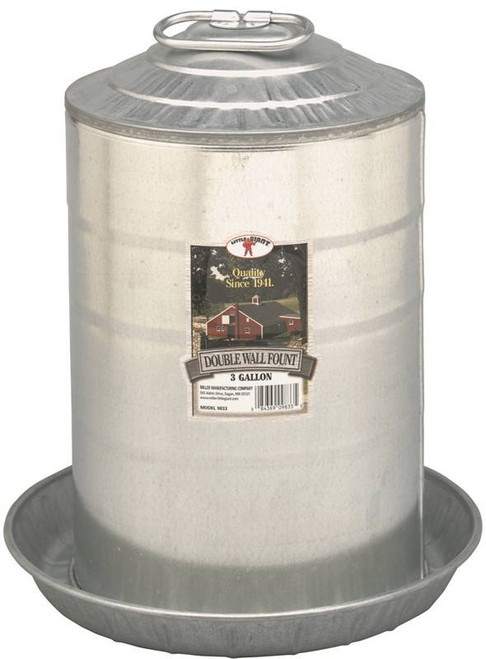 Poultry Waterer- 3 Gallon- Double Walled- Galvanized