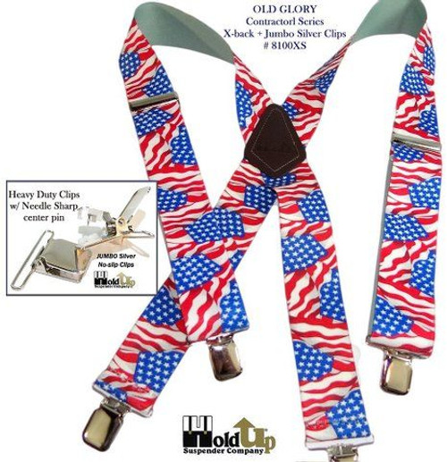 Hold Up Contractor Series- 2" Wide- Old Glory- Silver Clips
