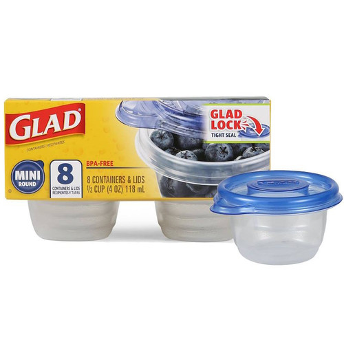 Glad- Storage Container-  4 Oz- 8 Pack