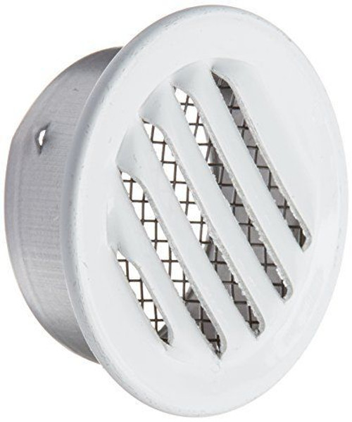 Louver Vent- 4"- Round- White- Aluminum- With Screen