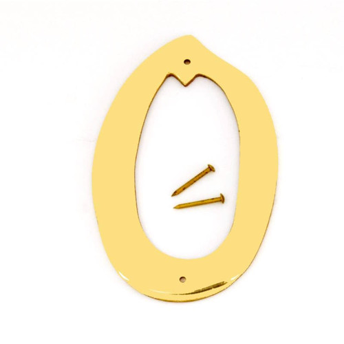 House Number- Solid Brass- Prestige- 4" High- "0"- Polished Finish