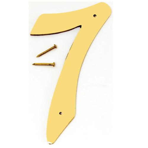 House Number- Solid Brass- Prestige- 4" High- "7"- Polished Finish