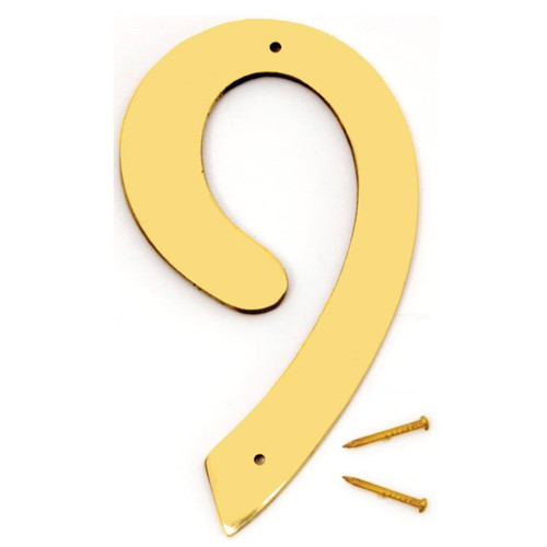 House Number- Solid Brass- Prestige- 4" High- "9"- Polished Finish