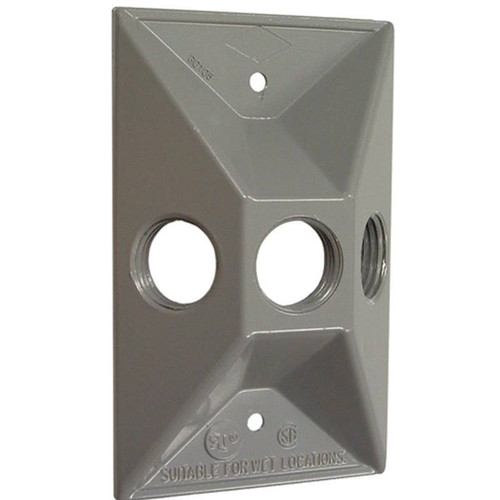 Outdoor Cover Plate- 1 Gang- 3 Hole Cluster- Gray