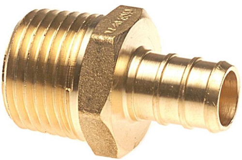 PEX- 1/2"- Barb- x 3/4" MPT- Brass