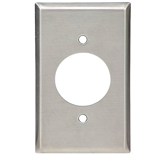 Wall Plate- Receptacle- 1.59" Diameter Hole- 1 Gang- Stainless Steel