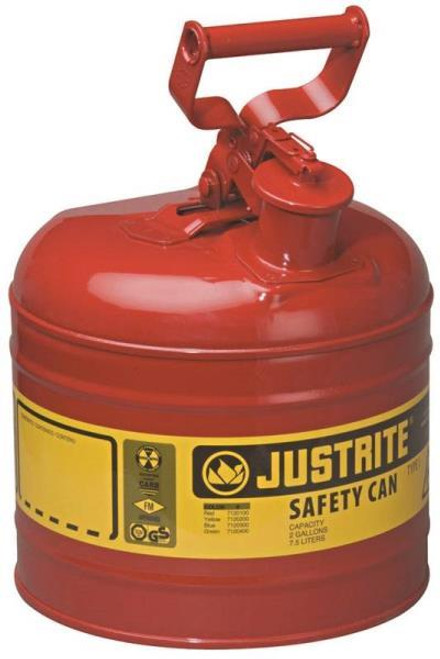 Gasoline Safety Can- Type 1- 2 Gallon- Self-Venting- Steel- Red