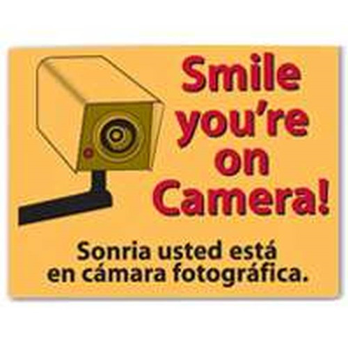 Sign- Smile You're On Camera !- 12" x 9"- Plastic