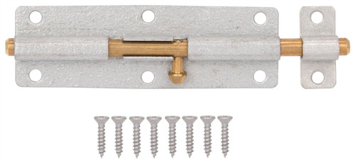 Barrel Bolt- 6"- Galvanized Steel With Brass Bolt