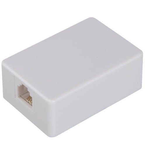 Telephone Surface Mount Jack- RJ 11-  4 Wire- White