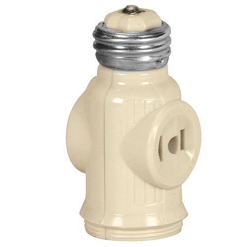 Lampholder Extension With Outlet- Ivory