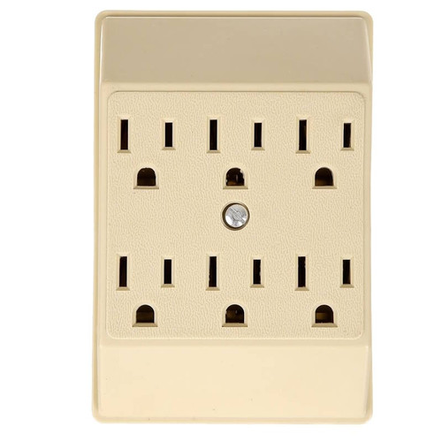 Cooper- C1146V- 6 Way Outlet Adapter With Ground- Ivory