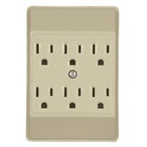 Cooper- 6 Way Outlet Adapter With Ground- Ivory