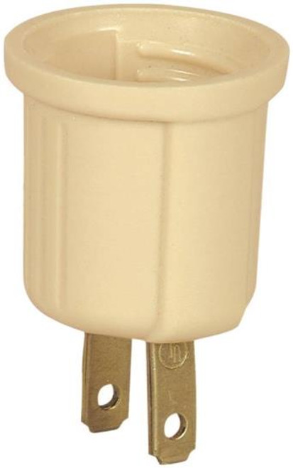 Cooper- Keyless Polarized Medium Lampholder Adapter- Ivory