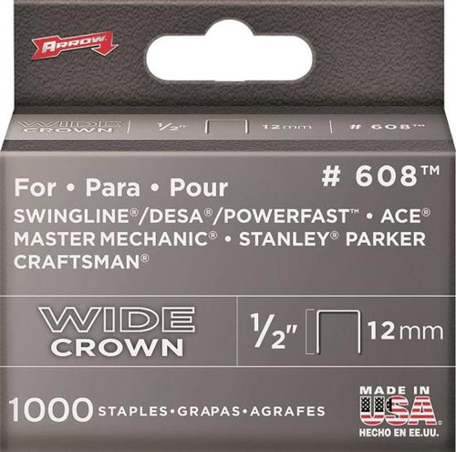 Arrow- 608- Staple- Flat Heavy Duty Crown- 1/2"