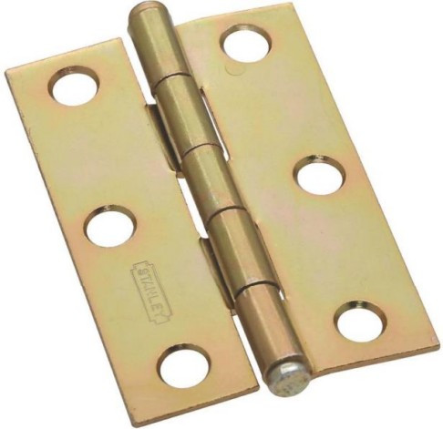 Cabinet Hinge- 2.5"- Brass Plated- Removable Pin- 2 Pack