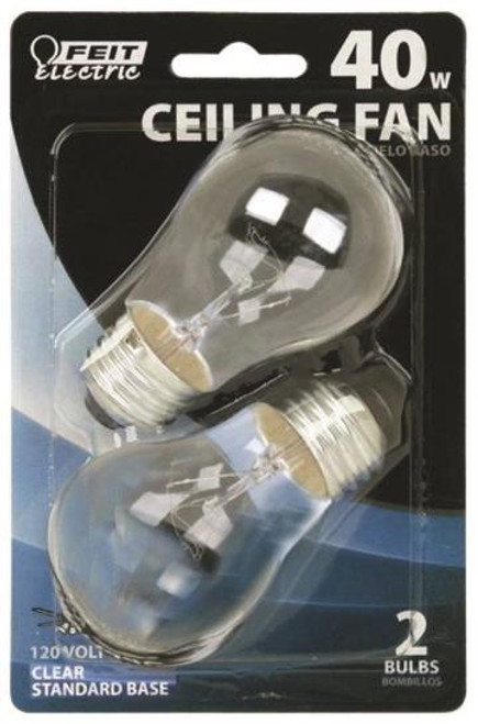 Incandescent Lamp- Ceiling Fan Bulb- 40 Watt- Clear- 2 Pack