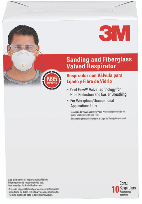 3M- Respirator- N95 Class- With Valve- Disposable- 10 Pack