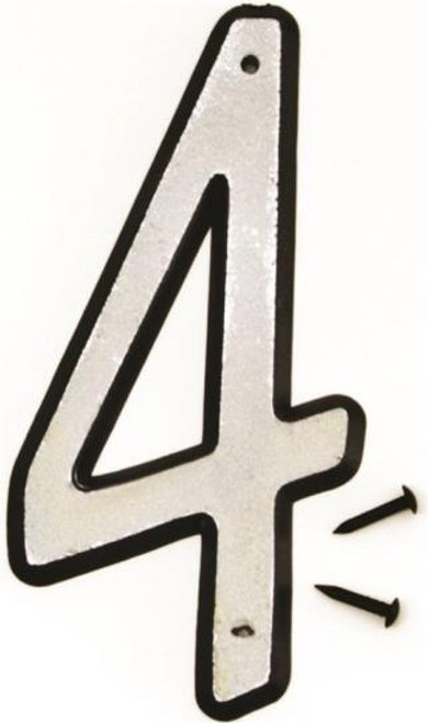 House Number- 3-D- Reflective- # 4- Plastic- 4" High