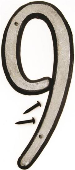 House Number- 3-D- Reflective- # 9- Plastic- 4" High