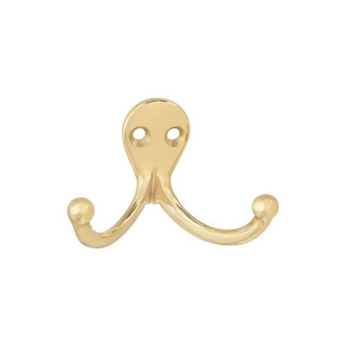 Robe Hook- Double Hook- Solid Brass