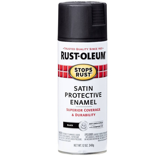 Rust-Oleum- Spray Enamel- Black- Satin- 12 Oz